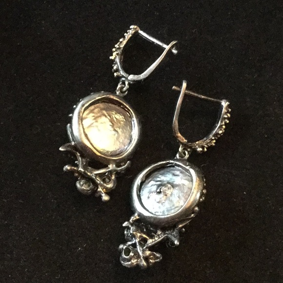 Exquisite Genuine Peacock Pearl Earrings - Picture 4 of 7